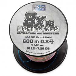 Asso Tresse Light Games 8x Multicolore 16lb 600m
