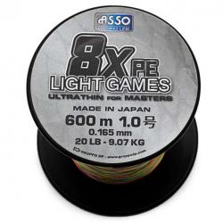 Asso Tresse Light Games 8x Multicolore 20lb 600m