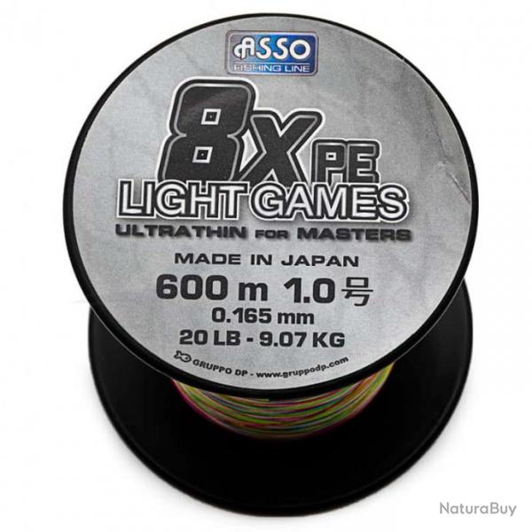 Asso Tresse Light Games 8x Multicolore 20lb 600m