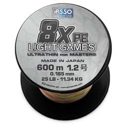 Asso Tresse Light Games 8x Multicolore 25lb 600m