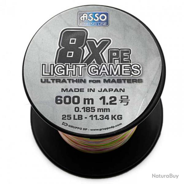 Asso Tresse Light Games 8x Multicolore 25lb 600m