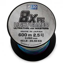 Asso Tresse Light Games 8x Multicolore 45lb 600m