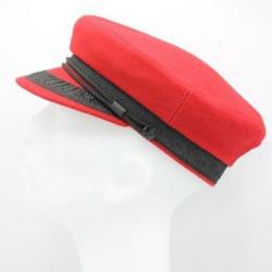 Casquette plate de marin vintage toutes saisons (rouge)