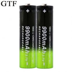 Lot de 2 Batteries Piles Rechargeables GTF lithium-ion 3.7V 18650 mAh haute capacité