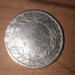 Pièce 5 francs 1831,W