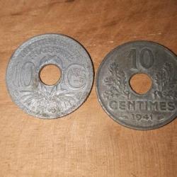 Pièce 10 centimes  république française 1941