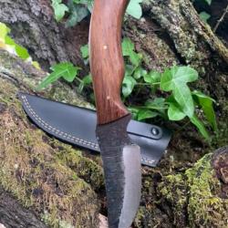Robuste couteau de chasse - Compagnon d'une vie  Lame au carbone de 4 mm ! Bois Palissandre