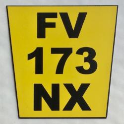 plaque gravée style immatriculation jaune ft 8,5x9 cm Trapézoidale moto tout terrain KTM