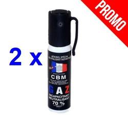 Pack 2 bombe lacrymogene Gaz CS 25 ml CBM promotion