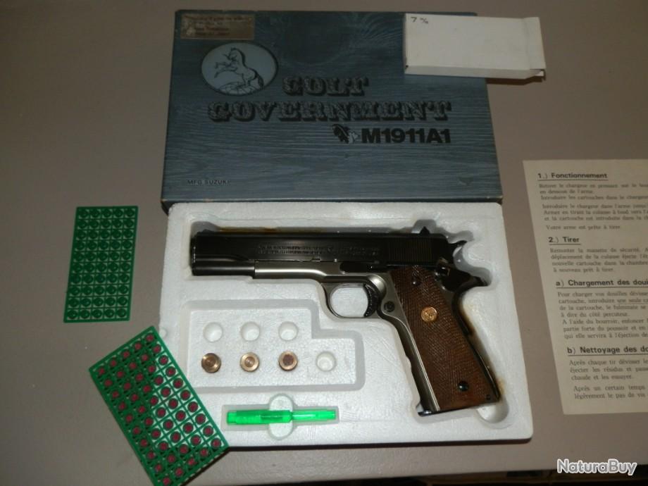 Réplique Arme De Guerre à Blanc Réplique COLT .45 a blanc : modèle 1911 A1, fabrication SUZUKI JAPON