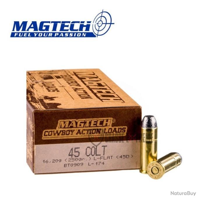 50 Munitions MAGTECH Cowboy Action cal 45 Colt 250gr LFN - Balles ...