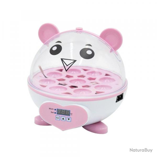 Incubateur Couveuse Semi Automatique 9 oeufs, Couleur: Rose