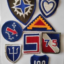 Lot 8 Patches US 16th 24th army corps 7th Army 69th 75th 97th 100th infantry WW2 ORIGINAUX