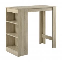 Table de bar avec rangement table bistro haut 110 cm effet chêne 03_0006189