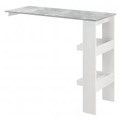 Table de bar stylée avec compartiments de rangement table bistrot 120 cm blanc et gris 03_0006218
