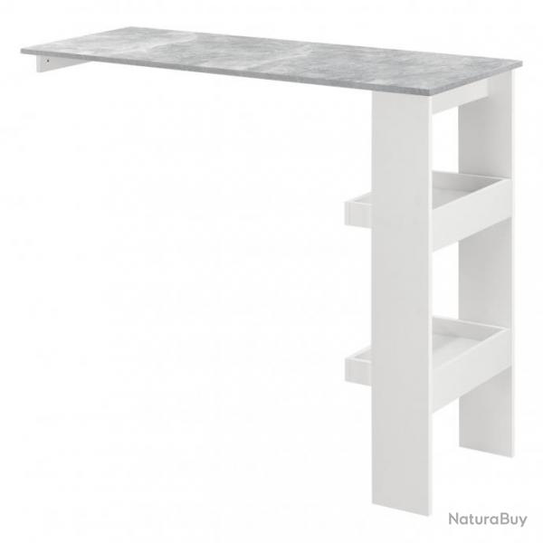 Table de bar style avec compartiments de rangement table bistrot 120 cm blanc et gris 03_0006218