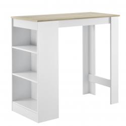 Table de bar haute avec rangement table bistro 110 cm blanc et chêne 03_0006188
