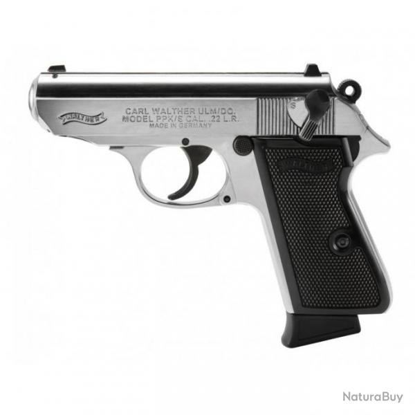 Pistolet PPK/S WALTHER CAL 22LR, 10 COUPS - NICKEL