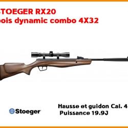 Cara air Stoeger RX20 bois dynamic combo 4X32 hausse et guidon Cal. 4.5 - Puissance 19.9J