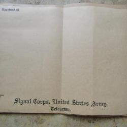 1 télegramme mail US army WW1 première  guerre américain  courrier vierge  avril 1918 signal corps