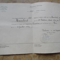 prix de tir diplome artilleur Valence 1933 184° RA artillerie lourde