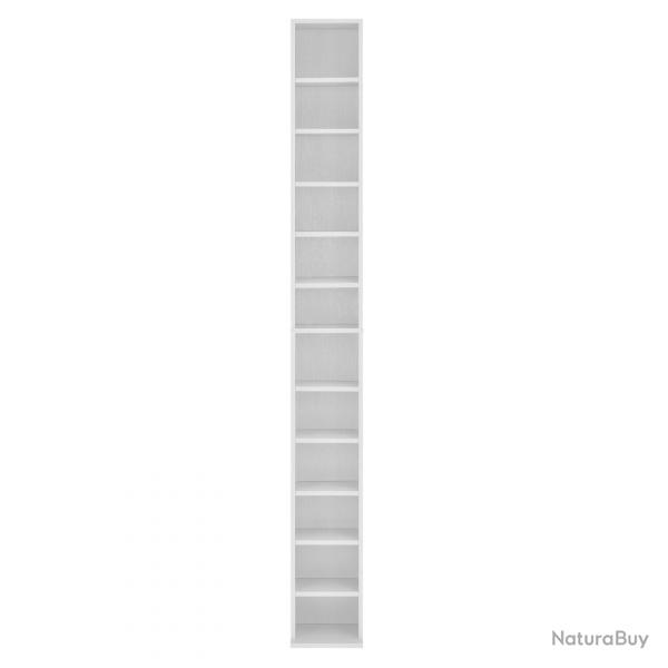 Tour armoire tagre CD / DVD rangement stockage 175 cm MDF blanc 03_0004500