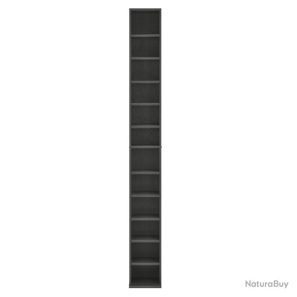 Tour étagère CD / DVD rangement stockage armoire haut 175 cm MDF gris 03_0004501