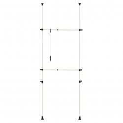 Porte manteau télescopique réglable garde robe support 305 cm blanc 03_0003505