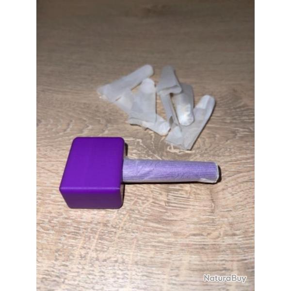 Mandrin violet  pour confectionner les tuis en papier combustible des armes  percussion en 44