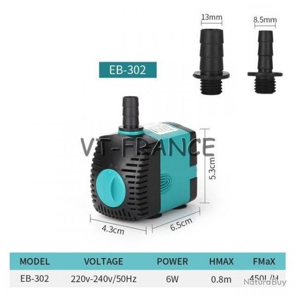 Pompe a Eau Submersible pour Aquarium Fontaine Bassin, Modele: 6W