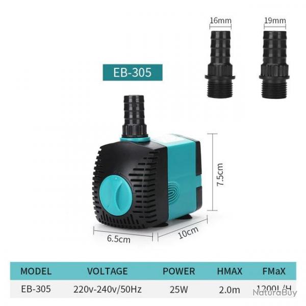 Pompe a Eau Submersible pour Aquarium Fontaine Bassin, Modele: 25W