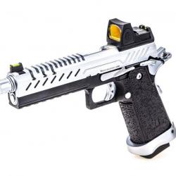 Réplique GBB gaz Hi-Capa 5.1 Noir / Chrome 1,0J + point rouge BDS