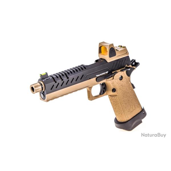 Rplique GBB gaz Hi-Capa 5.1 Tan / Noir 1,0J + point rouge BDS