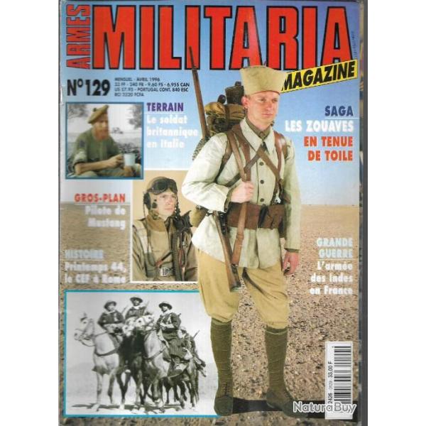 Militaria magazine 129 les zouaves tenue de toile, l'arme des indes en france 14-18, pilote de must