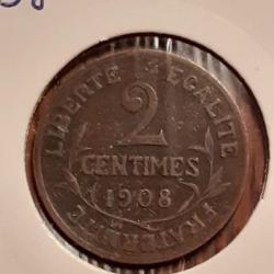 2 centimes Dupuis 1908 en ttb