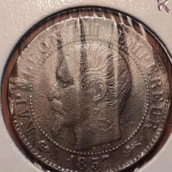 Rare 5 centimes Napoléon III 1857 D en tb
