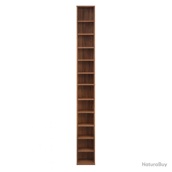 Tour étagère CD / DVD rangement stockage armoire 175 cm MDF mélaminé noyer 03_0004502