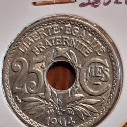25 centimes lindauer 1914 cmes souligné en ttb