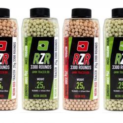 Billes Airsoft 6mm RZR 0.20g bouteilles 3300 bbs TRACER rouges