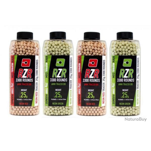 Billes Airsoft 6mm RZR 0.20g bouteilles 3300 bbs TRACER rouges
