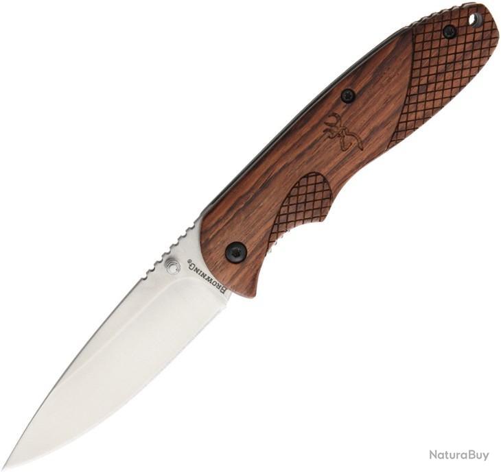 Couteau Browning Rosewood Lame Acier Inox Manche Bois BR0176