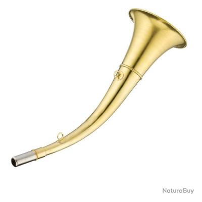 Corne januel 25 cm laiton poli décor sanglier - Cornes d'appel, Trompes