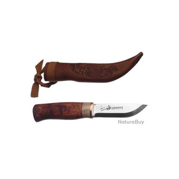 Couteau nordique KARESUANDO lgen Carbon - Lame 83mm - Manche bouleau/bois de renne - Etui cuir