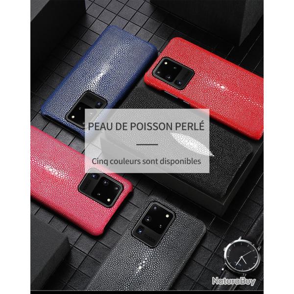 Coque pour Samsung Cuir Raie Galuchat, Couleur: Au Choix, Smartphone: Galaxy A7 2018