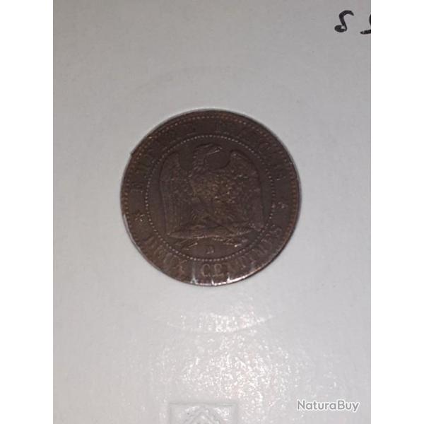 2 centimes Napolon III 1854 .petit lion petit d en tb