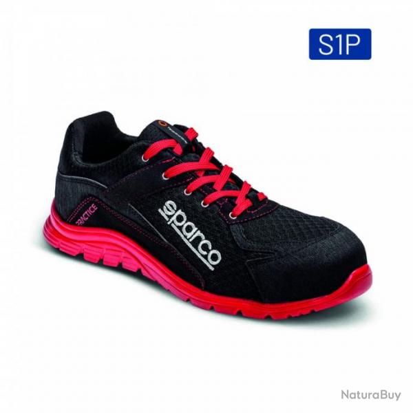 Chaussures de scurit basses S1P SRC Sparco Teamwork Practice Noir Rouge