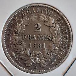 2 francs Cérès argent 1881 A en sup