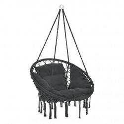 Hamac siège rond avec coussin chaise suspendue diamètre d'assise 60 cm noir 03_0006060