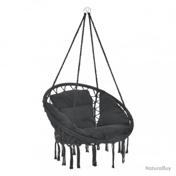 Hamac sige rond avec coussin chaise suspendue diamtre d'assise 60 cm noir 03_0006060