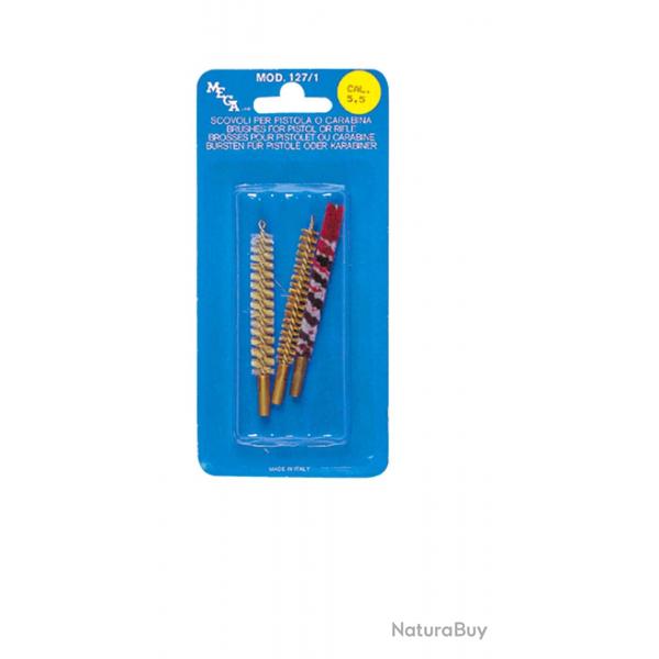 Set de trois brosses pour armes  canon ray.Cal.5,6 mm / 22